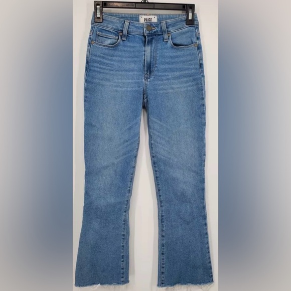 PAIGE, size 26”Rory Crop Flare w/ Raw Trim hems. Soft blue. Denim from heaven - Picture 1 of 11